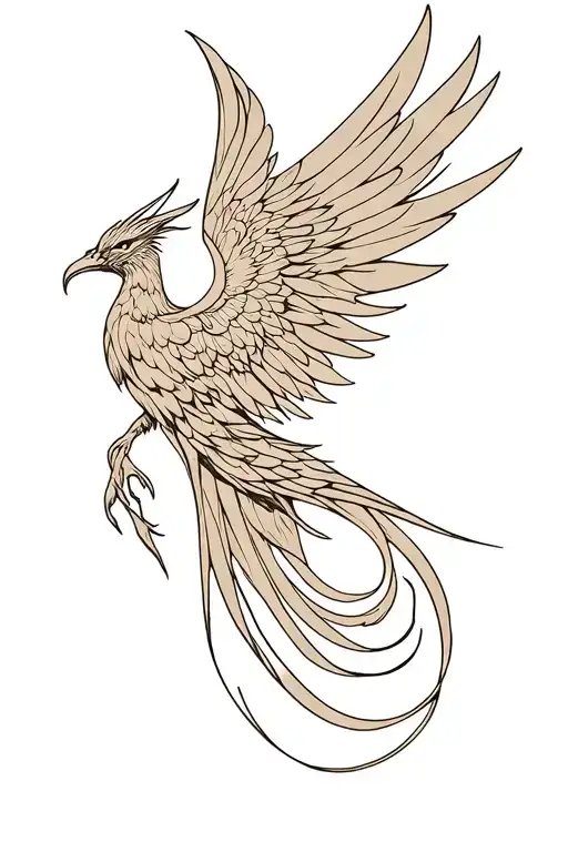 steampunk inspired minimalist design phoenix tattoo design idea