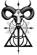 Libra, Aries, taurus, deathly hallows symbol tattoo design idea