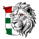lions head with colourful eye st georges flag and spiritual symbol tattoo design idea