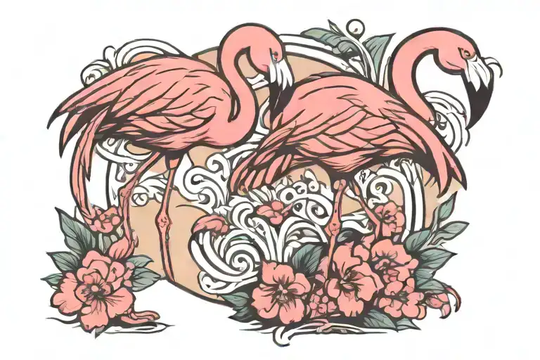 Flamingo standing tattoo design idea