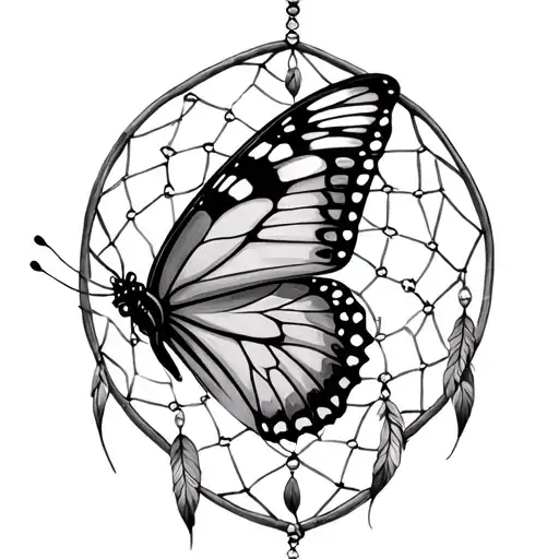 Butterfly Dream Catcher tattoo design idea