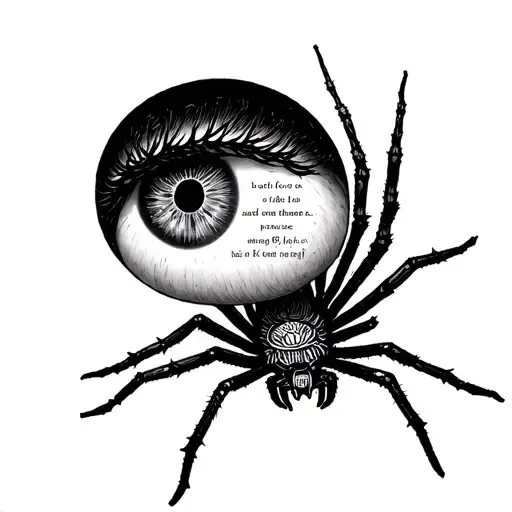 444, with eye ball and spider with bible verse written tattoo design idea