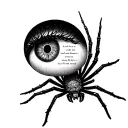 444, with eye ball and spider with bible verse written tattoo design idea