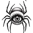 444, with eye ball and spider with bible verse written tattoo design idea