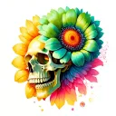 caterpillar skull flower tattoo design idea