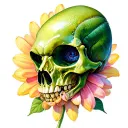 caterpillar skull flower tattoo design idea