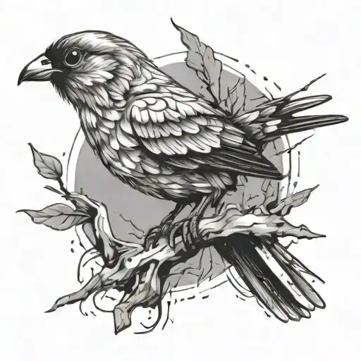 a bird raised from rubble of anger, depression and no emotions tattoo design idea
