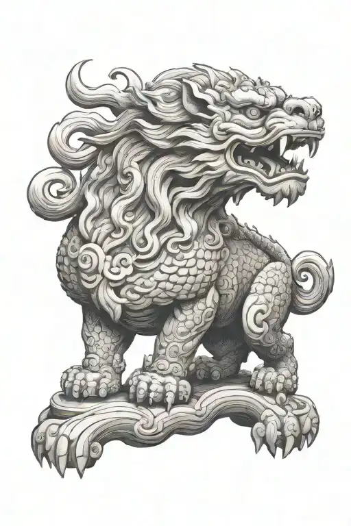 Traditional Japanese Lion (Komainu): Often depicted as guardian statues, these lions are symbolic of protection and stre tattoo design idea