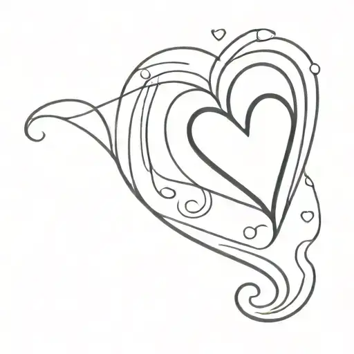 heart with wave tattoo design idea