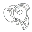 heart with wave tattoo design idea