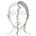 representation of a beautifully complex broken personality  tattoo design idea