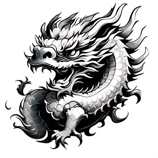 Chinese Pixiu dragon tattoo design idea