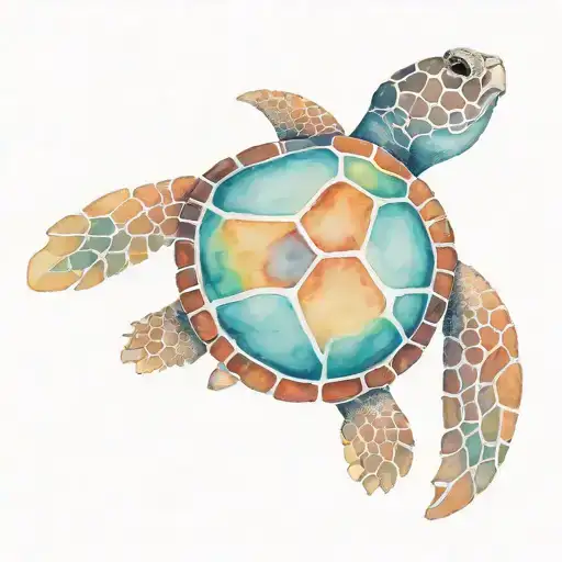 An intricate blackwork design of a sea turtle gracefully swimming in the ocean waves, symbolizing freedom and the salt life tattoo design idea