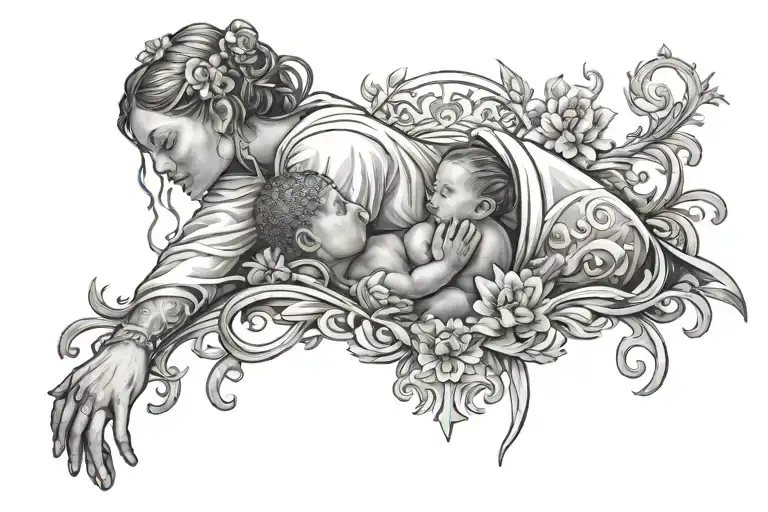 healer and a baby tattoo design idea