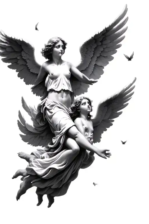 angels falling from heaven tattoo design idea