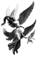 angels falling from heaven tattoo design idea