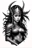 female warrior tattoo design idea