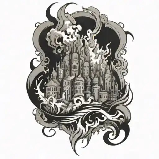 Burning City tattoo design idea