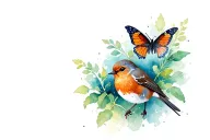robin and butterfly tattoo design idea