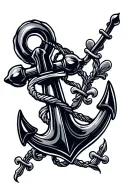navy anchor representing flour de lis tattoo design idea