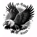 "Dad 01/02/1958-18/09/2024" eagle stars shining tattoo design idea