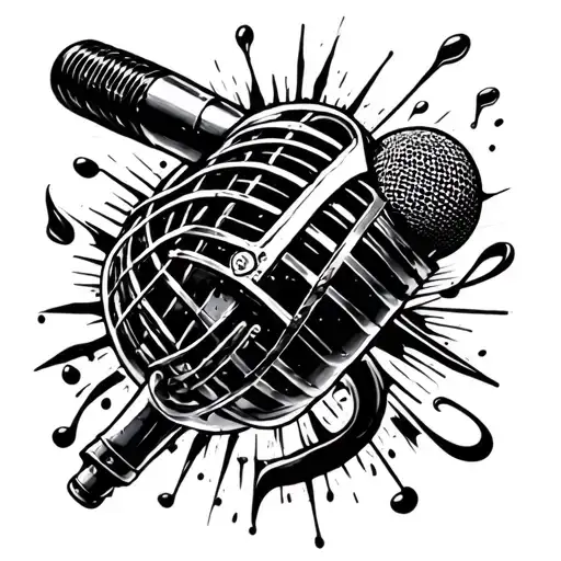 Mic Music with a pebble dropping tattoo design idea