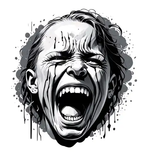 Dissociative Identity Disorder laughing crying and screaming tattoo design idea