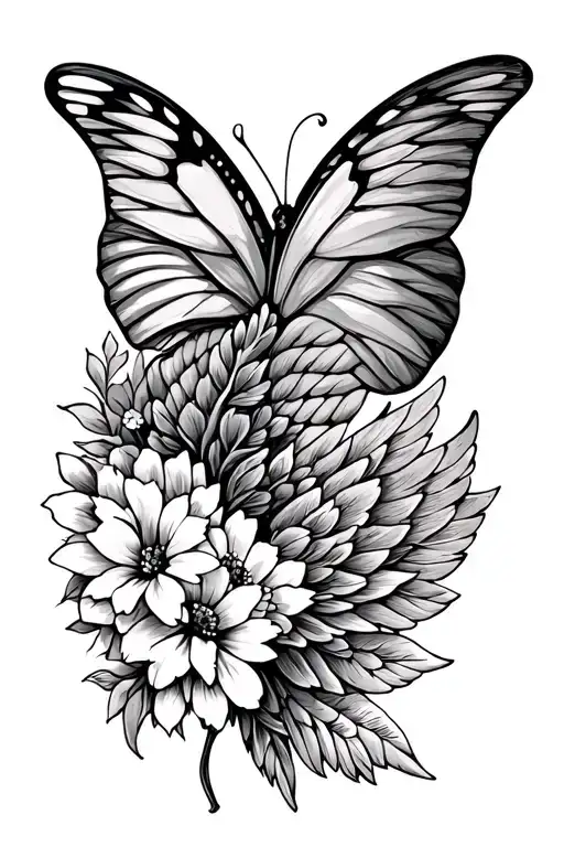 Tattoo that looks like a butterfly. Make half the wing the march birth flower and the other half an angel wing.  tattoo design idea