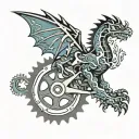 welsh dragon, Ironman triathlon logo, bicycle chainring, ocean waves, road tattoo design idea