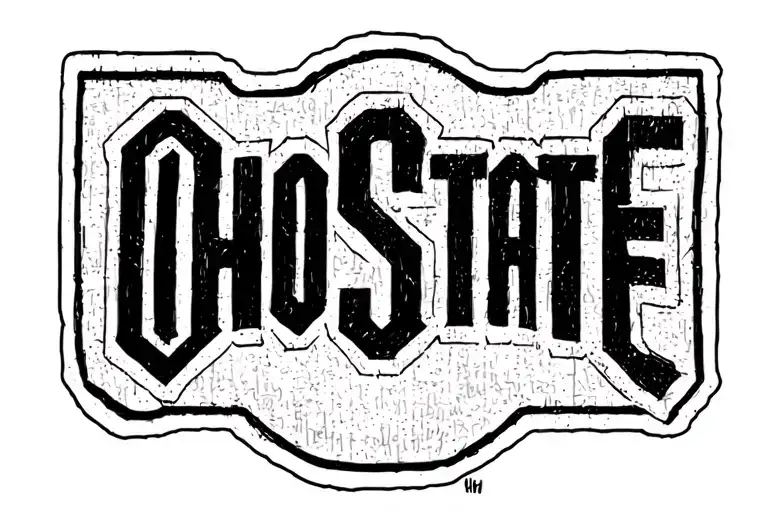 Ohio state patch tattoo in old English script font tattoo design idea