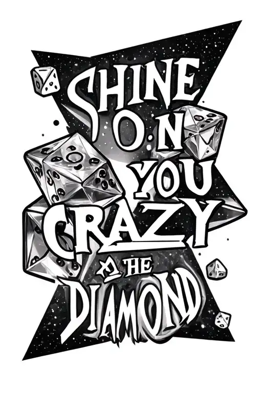 "Shine on, you crazy diamond" Dark Side of the Moon prism, D&D dices, photo lens,  tattoo design idea