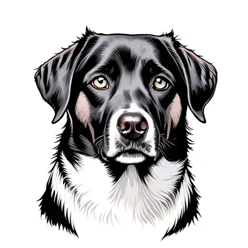 labrador retriever tattoo black with blue eyes staring tattoo design idea