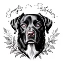 labrador retriever tattoo black with blue eyes staring tattoo design idea