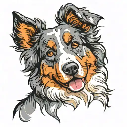 blue Merle Australian shepherd dog tattoo design idea