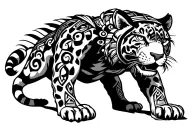 crouching Aztec jaguar warrior tattoo design idea