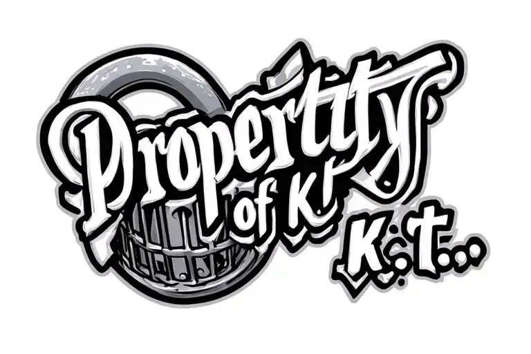 "Property of K.T." lock symbolizes chastity cage tattoo design idea