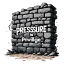 the text Pressure is a Privilege in front of a cracking stone wall tattoo design idea