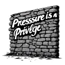 the text Pressure is a Privilege in front of a cracking stone wall tattoo design idea