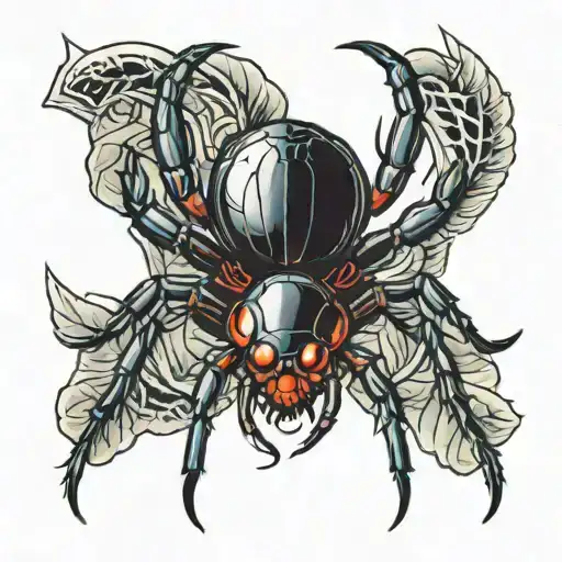 black widow spider tattoo design idea