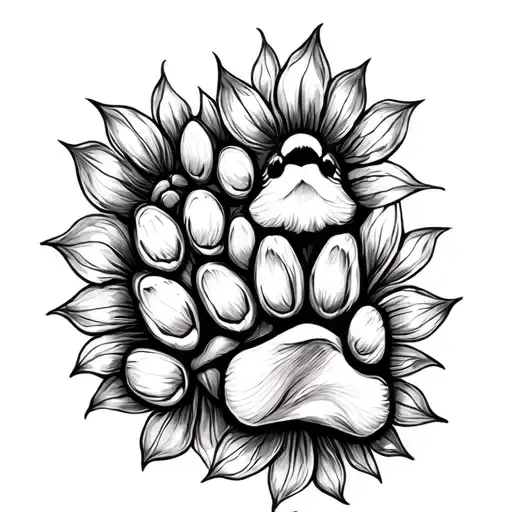 lilly and paws prints arranged tattoo design idea