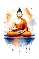 Buddhist monk meditating tattoo design idea