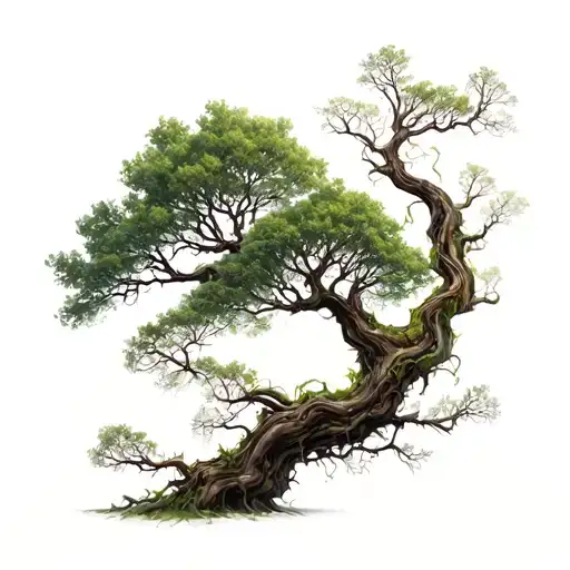 DNA double helix in the shape of a half dead half alive tree   tattoo design idea