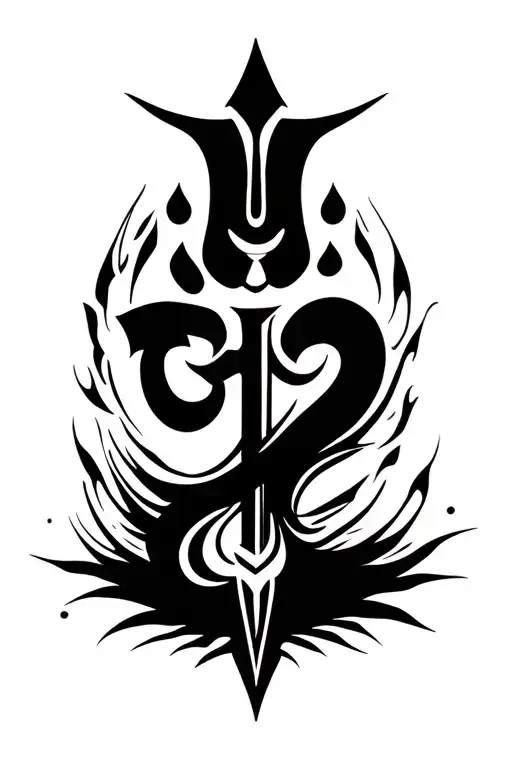 shiv trident with Om tattoo design idea