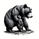 Irish bear protecting family tattoo design idea