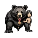 Irish bear protecting family tattoo design idea