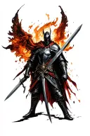 dark fantasy knight holding a sword tattoo design idea