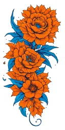 blue and orange line work tattoo design idea