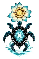 flower of life with sea turtle tattoo design idea