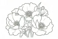 carnation and poppy bouquet tattoo design idea