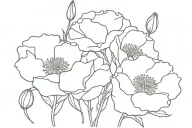 carnation and poppy bouquet tattoo design idea